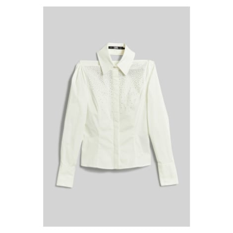 Košile karl lagerfeld fitted rhinestone shirt white