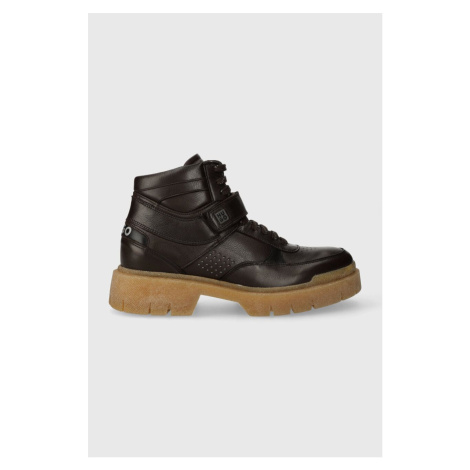 Kožené boty HUGO Denzel pánské, hnědá barva, 50503641 Hugo Boss