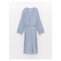 LC Waikiki Shawl Collar Lace Detailed Long Sleeve Maternity Dressing Gown