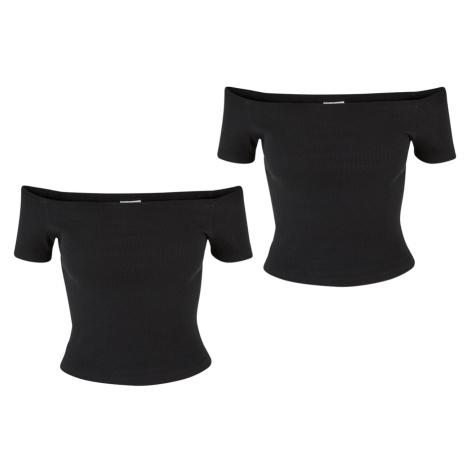 Dámské tričko Organic Off Shoulder Rib - 2 Pack černé+černé