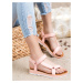 Krásné růžové sandály dámské bez podpatku