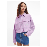 Světle fialová dámská oversize džínová svrchní košile Calvin Klein Jeans