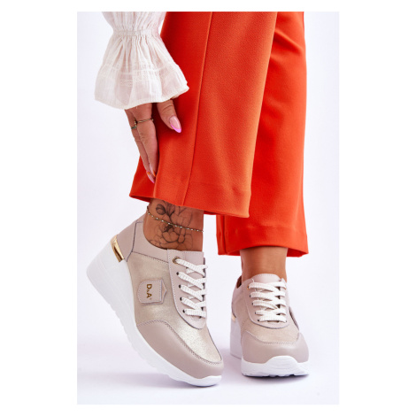 Dámské kožené tenisky na klínku zlaté Beatris S.Barski