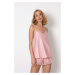 Pyžamo Aruelle dámská, růžová barva, saténový