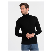 Ombre Men's knitted fitted turtleneck with viscose - black