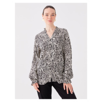 LC Waikiki V-Neck Patterned Long Sleeve Women's Blouse