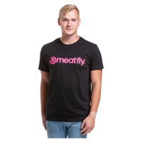 Meatfly pánské tričko s krátkým rukávem Joe Black/Pink Neon | Černá | 100% bavlna