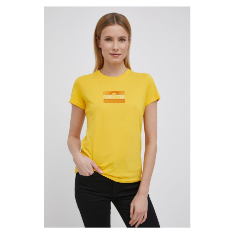 Bavlněné tričko Levi's žlutá barva Levi´s