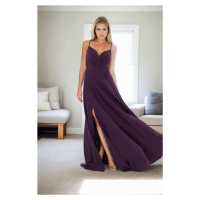 74886 Dewberry Rope Strap Slit Evening & Graduation Dress-MOR