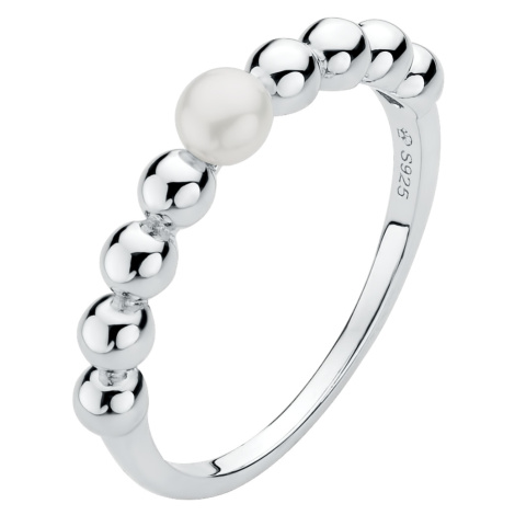 Dámský prsten s pravou bílou perlou ze stříbra Planet Shop