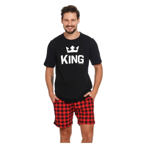 Krátké pánské pyžamo King černé dn-nightwear
