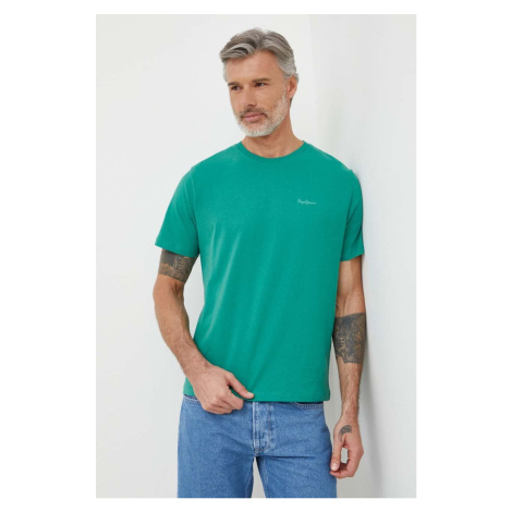 Bavlněné tričko Pepe Jeans Connor zelená barva