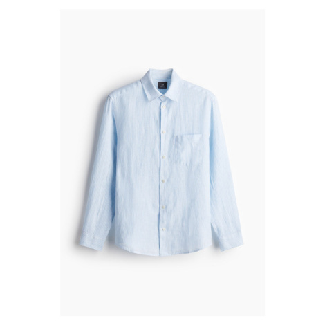 H & M - Lněná košile Regular Fit - modrá H&M