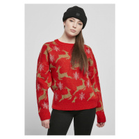 Urban Classics / Ladies Oversized Christmas Sweater red/gold