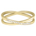 Troli Pozlacený dvojitý prsten z oceli s čirými zirkony Gold 54 mm