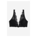 H & M - Vyztužená krajková podprsenka - černá