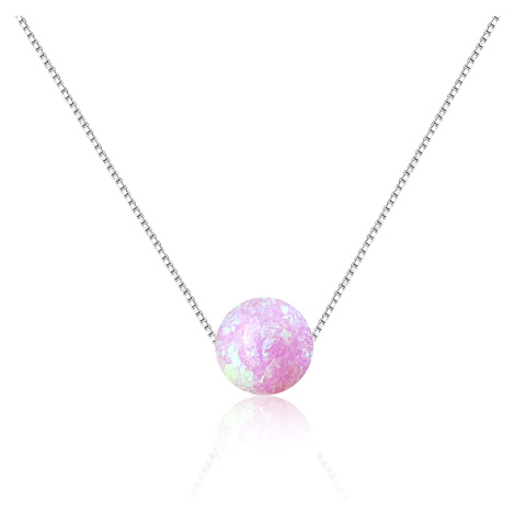 JVD Stříbrný náhrdelník s růžovým syntetickým opálem SVLN0166XF6O400
