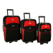 Rogal Sada 3 červeno-černých cestovních kufrů "Standard" - M (35l), L (65l), XL (100l)