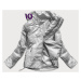 Krátká stříbrná prošívaná dámská bunda se stojáčkem (B9567)