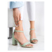 Moderní sandály zelené dámské na širokém podpatku