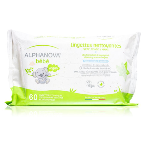 Alphanova Baby Bio extra jemné vlhčené čisticí ubrousky pro děti od narození 60 ks