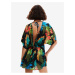 Černé dámské květované plážové šaty Desigual Top Tropical Party