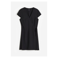 H & M - Krepové zavinovací šaty - černá