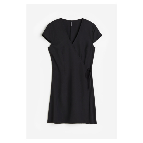 H & M - Krepové zavinovací šaty - černá H&M