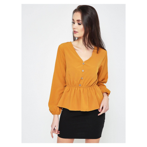 Blouse with buttons and neckline in mustard v-neck YUPS