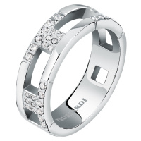 Trussardi Slušivý ocelový prsten se zirkony T-Logo TJAXC40 52 mm
