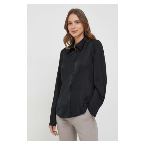 Košile Sisley dámská, černá barva, slim, s klasickým límcem