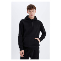 DEFACTO Men's Black Pocket Regular Fit Hooded Basic Sweatshirt