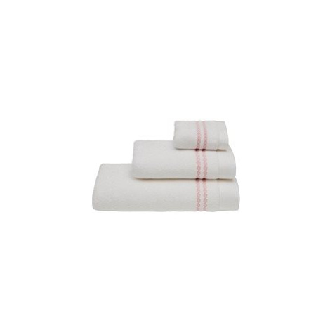 Soft Cotton Osuška Chaine 75 × 150 cm, bílá - růžová výšivka