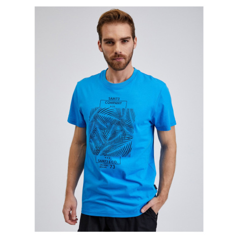 Modré pánské bavlněné tričko s potiskem SAM73 Almandit Sam 73