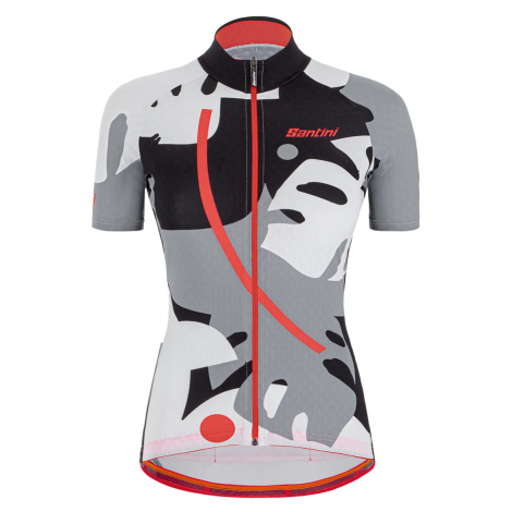 SANTINI Cyklistický dres s krátkým rukávem - GIADA MAUI LADY - černá/bílá/šedá