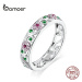 Stříbrný prsten se vzorem barevný květ BSR132 LOAMOER