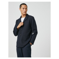 Koton Basic Textured Jacket Wide Collar Buttoned Pocket Detailed