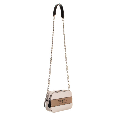 Guess dámská kabelka krémová s logem a řetízkovým popruhem