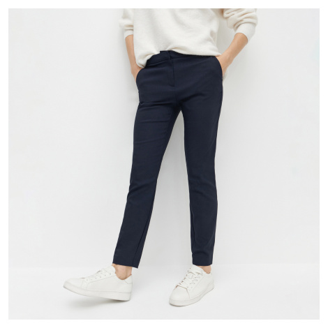 Reserved - Elegantní kalhoty s elastickou pasovkou - Tmavomodrá