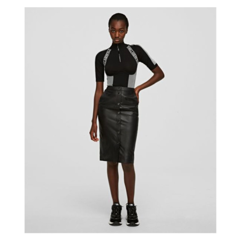 Sukně karl lagerfeld leather skirt w/ snaps černá