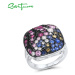 Stříbrný prsten zdobený barevnými kamínky FanTurra