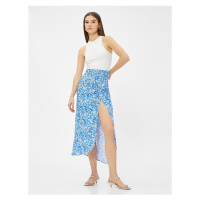 Koton Floral Slit Midi Skirt Ecovero® Viscose