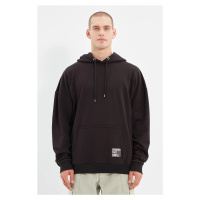 Trendyol Black Oversize/Wide Cut Hooded Fleece Inside/Warm Sweatshirt