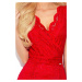 Červené krajkové midi šaty s psaníčkovým výstřihem