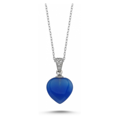 OLIVIE Stříbrný náhrdelník AGATE BLUE 1891