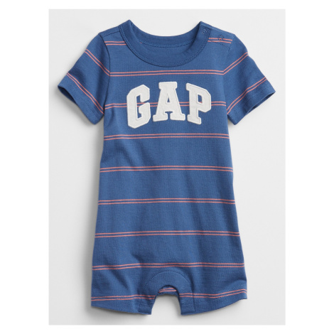 Modrý klučičí baby overal GAP Logo stripe shorty one-piece