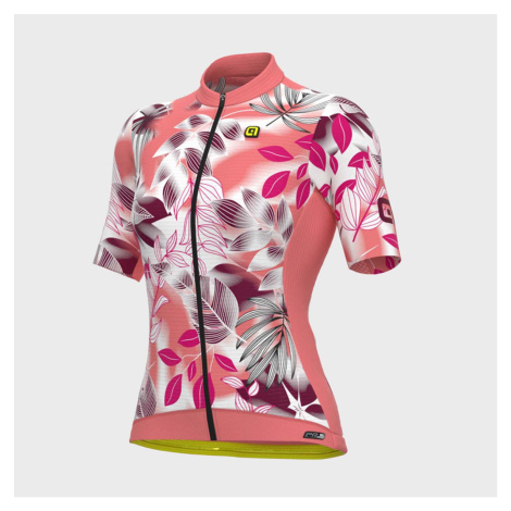 ALÉ Cyklistický dres s krátkým rukávem - PR-S GARDEN LADY - bordó/růžová/bílá