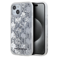 Liquid Glitter Monogram Gradient Zadní Kryt pro iPhone 15 White Karl Lagerfeld