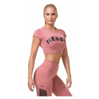 Nebbia Short Sleeve Sporty Crop Top Old Rose Fitness tričko