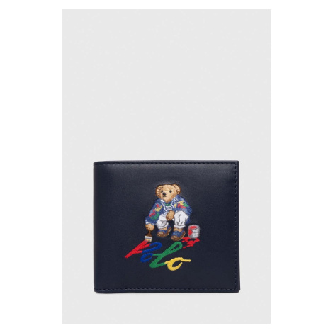 Kožená peněženka Polo Ralph Lauren tmavomodrá barva